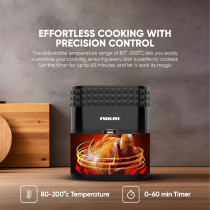 Nikai Digital Air Fryer, 1800W, XXL 5.5L Basket And 7L Pan, 7 Pre-Set Programs With Built-In Preheat Function, Viewing Window, Adjustable Temp And Timer, Black, NAF488D1, 1 Year Warranty