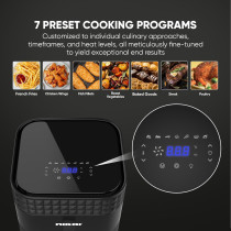 Nikai Digital Air Fryer, 1800W, XXL 5.5L Basket And 7L Pan, 7 Pre-Set Programs With Built-In Preheat Function, Viewing Window, Adjustable Temp And Timer, Black, NAF488D1, 1 Year Warranty