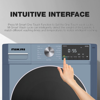 Nikai 8KG 1400 RPM Front Load Washer With 16 Programs, Energy Saving BLDC Inverter Motor, Steam Wash, Fully Automatic Washing Machine, LED Display, Child Lock, One Touch Function, Matte Blue, NWM801FIB, 1 Year Warranty