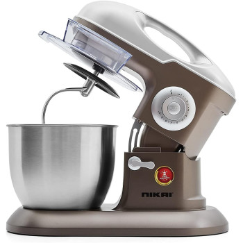 Nikai Kitchen Stand Mixer Machine, 1000W Power, 6.5L Large Capacity, Stainless Steel Bowl, 3 Mixing Blades, 10 Speed Settings For Perfect Baking Results, Easy Mixing And Kneading, Brown/Silver, NSM650A, 1 Year Warranty