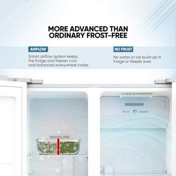Nikai 750L Gross/410L Net, Side By Side Double Door Refrigerator With Energy Efficient Inverter Compressor, Temp Display Mirror, High Efficient Defrosting, Steel Finish Body, Silver, NRF750SBD5, 1 Year Warranty