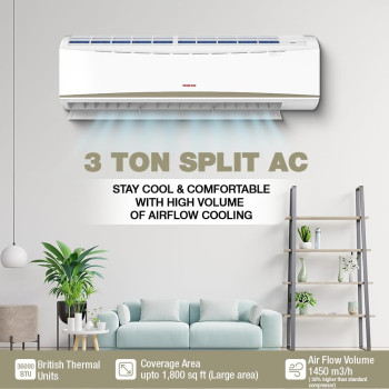 Nikai Split Air Conditioner 3 Ton, Energy Saving, Efficient Cooling With T3 Tropical Piston Compressor, AC 36000 BTU, Auto Restart, Best For Home, Room, Office And Shops, White, NSAC36138E22, 1 Year Warranty