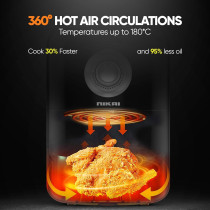 Nikai Air Fryer 2L With Quick Heat Circulation, 1000W, Manual Control, 7 Pre-Set Programs, Removable Basket, Auto Shut Off, Black, NAF2001M, 1 Year Warranty