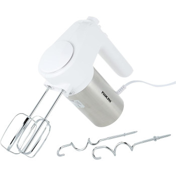 Nikai 200 Watts Stainless Steel Hand Mixer, White, NH787T1, 1 Year Warranty