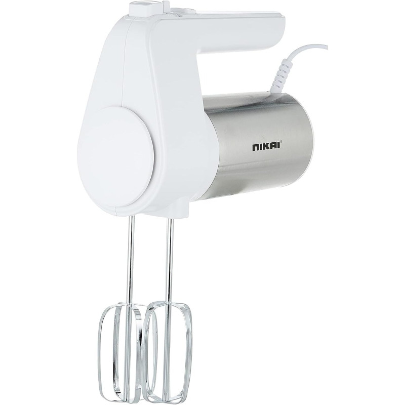 Nikai 200 Watts Stainless Steel Hand Mixer, White, NH787T1, 1 Year Warranty