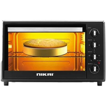 Nikai 120 Liter Double Glass Electric Oven, Multifunction Toaster Oven With Convection Fan And Rotisserie, Keep Warm Function For Toasting/Baking/Broiling, Black, NT1201RCAX, 1 Year Warranty