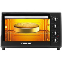 Nikai 120 Liter Double Glass Electric Oven, Multifunction Toaster Oven With Convection Fan And Rotisserie, Keep Warm Function For Toasting/Baking/Broiling, Black, NT1201RCAX, 1 Year Warranty