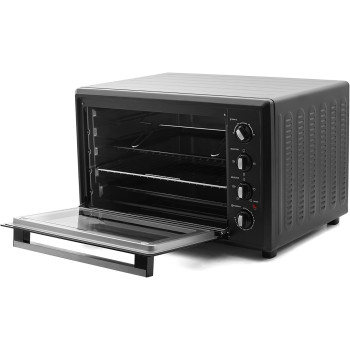 Nikai 120 Liter Double Glass Electric Oven, Multifunction Toaster Oven With Convection Fan And Rotisserie, Keep Warm Function For Toasting/Baking/Broiling, Black, NT1201RCAX, 1 Year Warranty