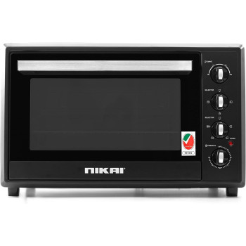 Nikai 120 Liter Double Glass Electric Oven, Multifunction Toaster Oven With Convection Fan And Rotisserie, Keep Warm Function For Toasting/Baking/Broiling, Black, NT1201RCAX, 1 Year Warranty