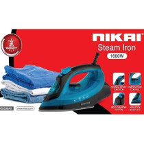 Nikai 1600W Steam Iron With Self-Cleaning Function, Non-Stick Soleplate, Vertical Steam Dry And Spray Options, Adjustable Temp, Indicator Light, 280ml Tank, Variable Steam Control, Blue, NSI858AX, 1 Year Warranty