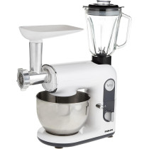 Nikai 800W Stainless Steel, Aluminum, Glass Food Processor With 6 Speed Settings, White/Silver, NFP444A, 1 Year Warranty