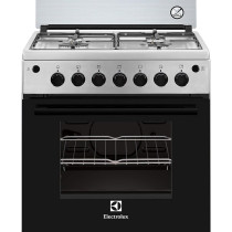Electrolux Glass Material 60 x 60 Cm Gas Cooker, Black/Silver, EKG611A1OX, 1 Year Warranty