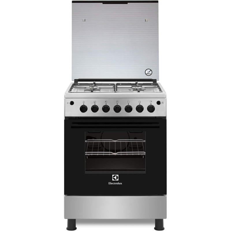 Electrolux Glass Material 60 x 60 Cm Gas Cooker, Black/Silver, EKG611A1OX, 1 Year Warranty