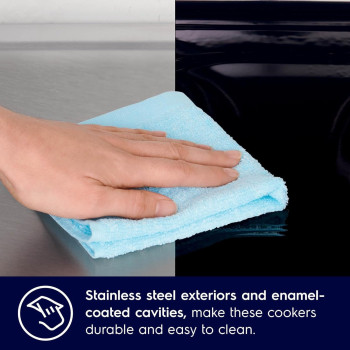 Electrolux 90 x 60 Cm Freestanding Cooker, Full Gas Cooking Range With 5 Burners, Cast Iron Pan Support, Oven With Fan, One Hand Automatic Ignition And Thermocouple Safety, Stainless Steel, Black/Silver, EKG9000A4X, 1 Year Warranty