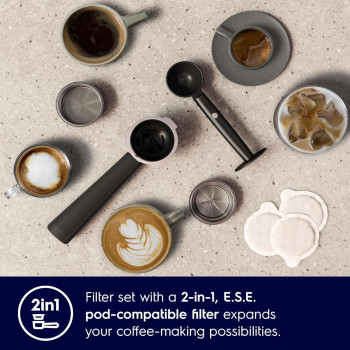 Electrolux Pump Espresso Coffee Machine With Touch Screen Control, Thermoblock Heating System, 15 Bar Pressure, 2-In-1 Filter, Coffee Maker With Milk Frother For Cappuccino And Latte, Silver, E5EC1-50ST, 1 Year Warranty