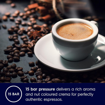 Electrolux Pump Espresso Coffee Machine With Touch Screen Control, Thermoblock Heating System, 15 Bar Pressure, 2-In-1 Filter, Coffee Maker With Milk Frother For Cappuccino And Latte, Silver, E5EC1-50ST, 1 Year Warranty