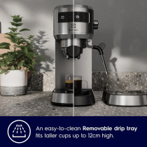 Electrolux Pump Espresso Coffee Machine With Touch Screen Control, Thermoblock Heating System, 15 Bar Pressure, 2-In-1 Filter, Coffee Maker With Milk Frother For Cappuccino And Latte, Silver, E5EC1-50ST, 1 Year Warranty