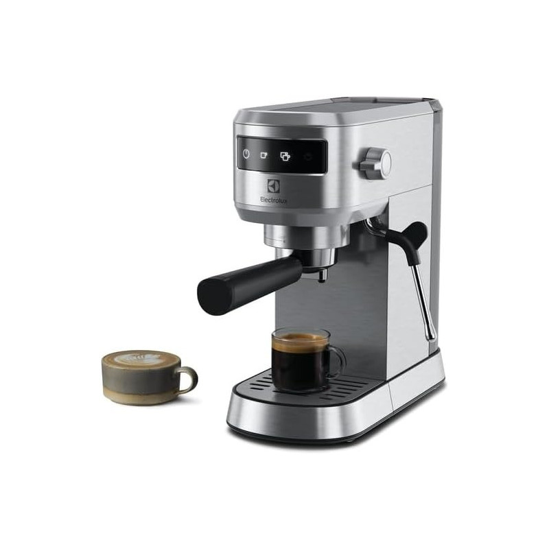 Electrolux Pump Espresso Coffee Machine With Touch Screen Control, Thermoblock Heating System, 15 Bar Pressure, 2-In-1 Filter, Coffee Maker With Milk Frother For Cappuccino And Latte, Silver, E5EC1-50ST, 1 Year Warranty