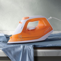 Electrolux Steam Iron 1600W, Non Stick Ceramic Plate, Mechanical Knob, 1.8m Cord Length, 1 Axis Rotation Card, Water Tank, Steam Technology And Steam Shot 80 gm, Pilot Lamp, Orange/White, ESI4007, 1 Year Warranty