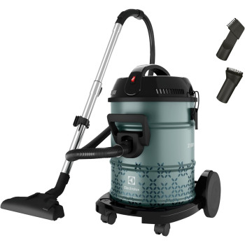 Electrolux Drum Vacuum Cleaner 2100 Watts, 21L Tank Dust Capacity, Blower Function, Metal Telescopic Tube And 9M Extra Long Power Code, Dust Bin Full Indicator, Ideal For Home And Office Use, Green, EFW51612, 1 Year Warranty