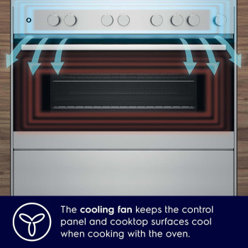 Electrolux 60 x 60 Cm Freestanding Ceramic Cooker With 54L Multifunction Oven, 4 Zones Full Electric Cooking Range With Double-Glazed Door, Fast Cooling Fan, Sleek Design, Black/Silver, LKR620002X, 1 Year Warranty