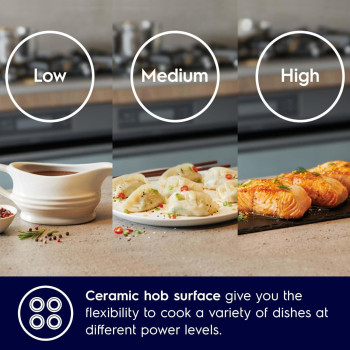 Electrolux 60 x 60 Cm Freestanding Ceramic Cooker With 54L Multifunction Oven, 4 Zones Full Electric Cooking Range With Double-Glazed Door, Fast Cooling Fan, Sleek Design, Black/Silver, LKR620002X, 1 Year Warranty