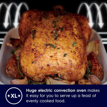 Electrolux 60 x 60 Cm Freestanding Ceramic Cooker With 54L Multifunction Oven, 4 Zones Full Electric Cooking Range With Double-Glazed Door, Fast Cooling Fan, Sleek Design, Black/Silver, LKR620002X, 1 Year Warranty