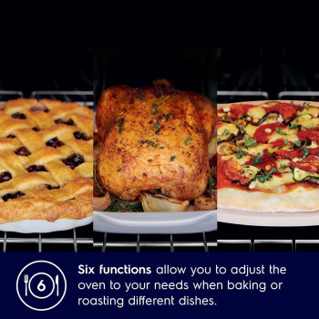 Electrolux 60 x 60 Cm Freestanding Ceramic Cooker With 54L Multifunction Oven, 4 Zones Full Electric Cooking Range With Double-Glazed Door, Fast Cooling Fan, Sleek Design, Black/Silver, LKR620002X, 1 Year Warranty