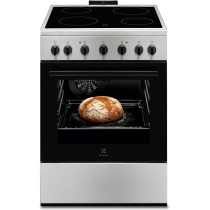 Electrolux 60 x 60 Cm Freestanding Ceramic Cooker With 54L Multifunction Oven, 4 Zones Full Electric Cooking Range With Double-Glazed Door, Fast Cooling Fan, Sleek Design, Black/Silver, LKR620002X, 1 Year Warranty