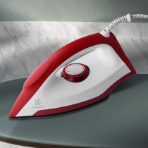 Electrolux Dry Iron 1300W, Non Stick Ceramic Plate, Mechanical Knob, 1.8m Cord Length, 1 Axis Rotation Card, Pilot Lamp, Red/White, EDI1004, 1 Year Warranty