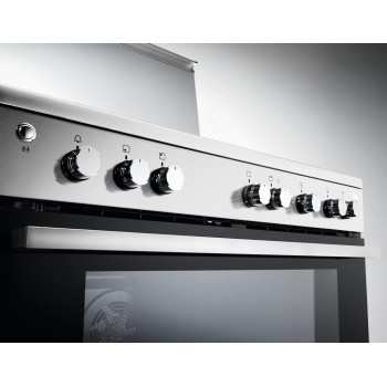 Electrolux 90 x 60 Cm Freestanding Cooker, Full Gas Cooking Range With 5 Burners And Oven With Fan, Cast Iron Pan Support, One Hand Automatic Ignition And Thermocouple Safety, Stainless Steel, Silver/Black, EKG913A2OX, 1 Year Warranty