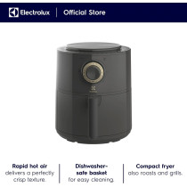 Electrolux 3L Air Fryer With Timer And Temperature Control For Frying Without Oil, Roasting, Grilling And Baking, Rapid Hot Air Technology, Dishwasher Safe Detachable Basket For Easy Cleaning, Black, E6AF1-220K, 1 Year Warranty
