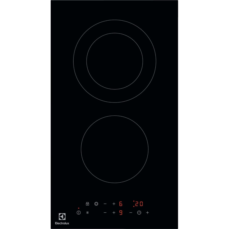 Electrolux 30 Cm Built-In Ceramic Hob, With 2 Cooking Zones, Ultimate Taste 300 With Touch Controls, Black, LHR3233CK, 1 Year Warranty
