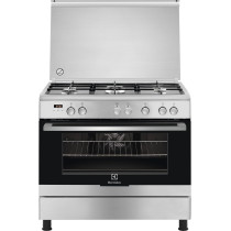 Electrolux 90 x 60 Cm Freestanding Cooker, Gas Cooking Range With 5 Burners And Electric Oven With XXL Fan, Catalytic Coating For Easy Cleaning, One Hand Automatic Ignition, Thermocouple Safety, Silver/Black, EKK925A0OX, 1 Year Warranty