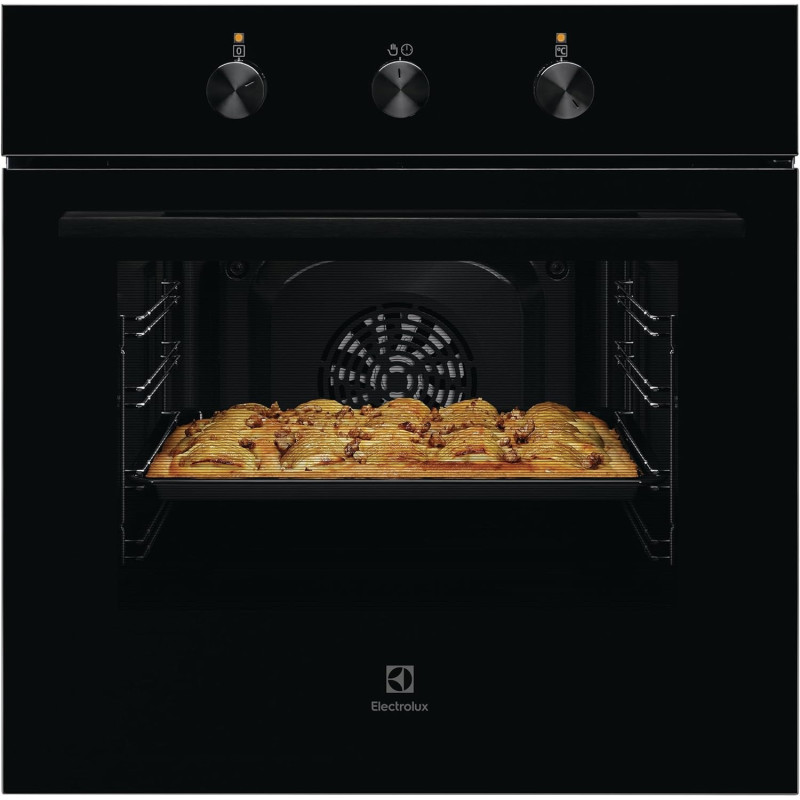 Electrolux 60 Cm Premium Built-In Oven With Fan, 58L XL Oven Capacity With Aqua Cleaning, Child Lock, Functions Includes Baking Grilling Defrost And Toasting, Cooling Fan, Ultimate Taste 600, Black, KOH2H00BK, 1 Year Warranty