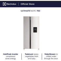 Electrolux 541L Gross Side By Side 2 Door Premium Refrigerator With Water Dispenser, Dark Grey, ESE5441A-AME with 10 Year Warranty on NutriFresh Inverter Compressor