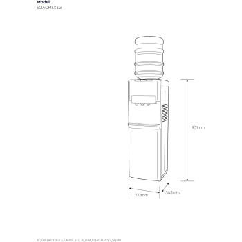 Electrolux Water Dispenser, Top Loading, 3-Taps Equipped With Hot Cold And Ambient Temperature, Floor Standing, LED Indicator, Child Safety Lock For Faucet, Best For Home And Office, Silver, EQACF1SXSG, 1 Year Warranty
