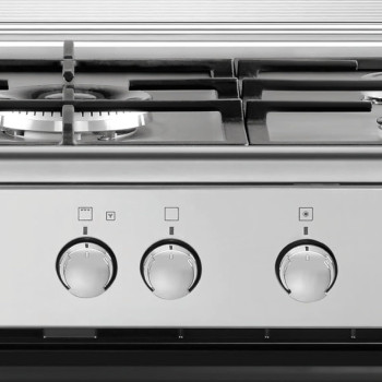 Electrolux 60 x 60 Cm Freestanding Cooker, Full Gas Cooking Range With 4 Burners, Cast Iron Pan Support, XXL Oven With Fan, Automatic Ignition And Thermocouple Safety, Stainless Steel Finish, Silver/Black, EKG613A1OX, 1 Year Warranty