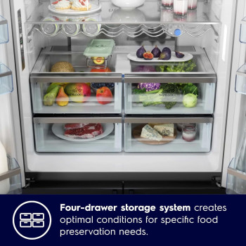 Electrolux 634L Gross Side By Side 4 Door Premium Refrigerator Even Temperature Cooling System, Stainless Steel, Silver, EQE5600A-S, 1 Year Warranty