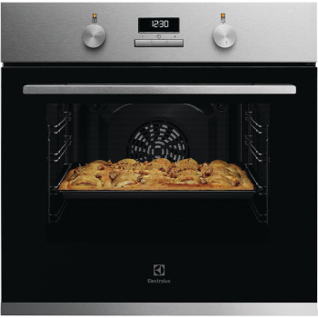 Electrolux 60 Cm Premium Built-In Oven With Digital Display, 65L XL Oven Capacity With Fan, Aqua Cleaning, Child Lock, Functions Includes Baking/Grilling/Defrost/Cooling Fan, Ultimate Taste 300, Black/Silver, KOH3H00BX, 1 Year Warranty