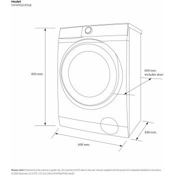 Electrolux 9/6 KG Washer Dryer, 1200 RPM, EcoInverter BLDC Motor, Fully Automatic Front Load Combo Washing Machine, 15 Programs, Ultramix, Add Clothes, Delay Timer, Child Lock, Dark Grey, EWW9024P5SB, 1 Year Warranty