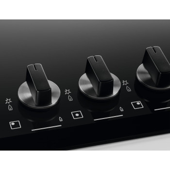 Electrolux 60 Cm Built-In 4-Burner Gas Hob With High Power Wok Burner And Speed Burner, Cast Iron Pan Supports, Step Flame Settings For Precise Heat control, Flame Failure Device For Safety, Black, KGG64376K, 1 Year Warranty