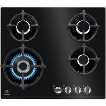 Electrolux 60 Cm Built-In 4-Burner Gas Hob With High Power Wok Burner And Speed Burner, Cast Iron Pan Supports, Step Flame Settings For Precise Heat control, Flame Failure Device For Safety, Black, KGG64376K, 1 Year Warranty