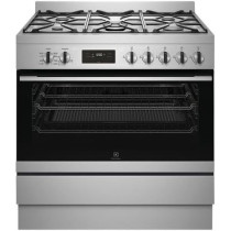 Electrolux Premium 90 x 60 Freestanding Cooker With Bottom Electric Oven, Cooking Range With 5 Burners And 125L XXL Oven Capacity, Dual Convection Fan, One Hand Ignition, Thermocouple Safety, Silver, EFE915SD, 1 Year Warranty