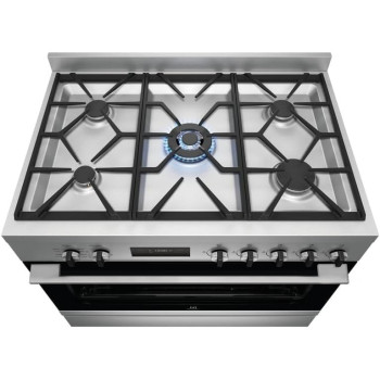 Electrolux Premium 90 x 60 Freestanding Cooker With Bottom Electric Oven, Cooking Range With 5 Burners And 125L XXL Oven Capacity, Dual Convection Fan, One Hand Ignition, Thermocouple Safety, Silver, EFE915SD, 1 Year Warranty