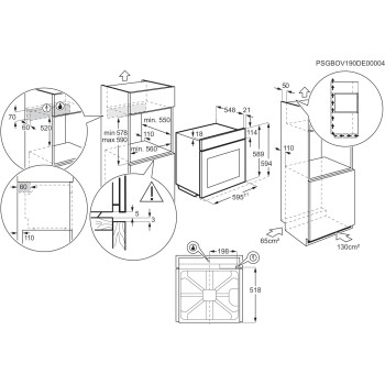 Electrolux 60 Cm Premium Built-In Gas Oven, 68L XL Oven Capacity With Rotisserie Turnspit, Child Lock, Flame Safety Device, Removable Door, Cooling Fan, Double Glazed Door, Ultimate Taste 300, Black/Silver, EOG1102COX, 1 Year Warranty