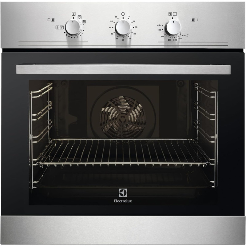 Electrolux 60 Cm Premium Built-In Gas Oven, 68L XL Oven Capacity With Rotisserie Turnspit, Child Lock, Flame Safety Device, Removable Door, Cooling Fan, Double Glazed Door, Ultimate Taste 300, Black/Silver, EOG1102COX, 1 Year Warranty