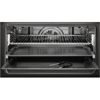 Electrolux 90 Cm Premium Built In Electric Oven With Fan, 77L XXL Oven Cavity Size With 2 Baking Levels, Oven Door Stays Cool Always, Multifunctional Oven With Pizza Setting/Turbo Grilling, Black/Silver, EOM5420AAX, 1 Year Warranty