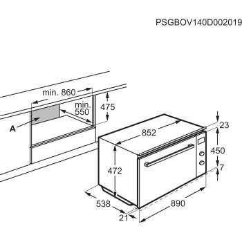 Electrolux 90 Cm Premium Built In Electric Oven With Fan, 77L XXL Oven Cavity Size With 2 Baking Levels, Oven Door Stays Cool Always, Multifunctional Oven With Pizza Setting/Turbo Grilling, Black/Silver, EOM5420AAX, 1 Year Warranty