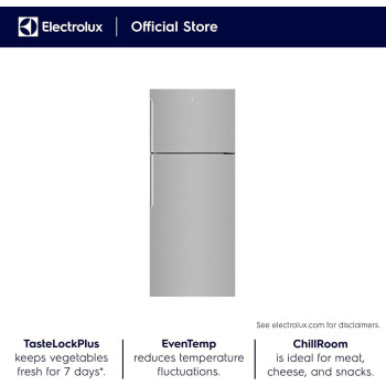 Electrolux 460L Gross Top Mount Double Door Refrigerator, 2 Doors Fridge With Even Tempeture Cooling System, Twist And Serve Ice Maker, Silver, EMT85610X, 1 Year Warranty